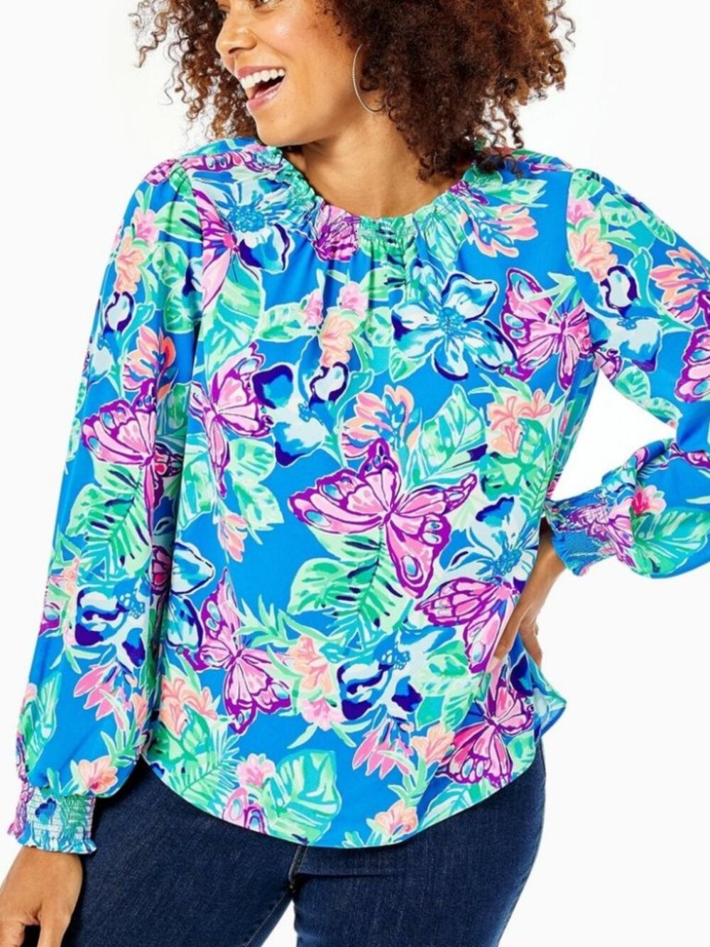 Lilly Pulitzer Luce Floral Blouse Sz XS MSRP $128
